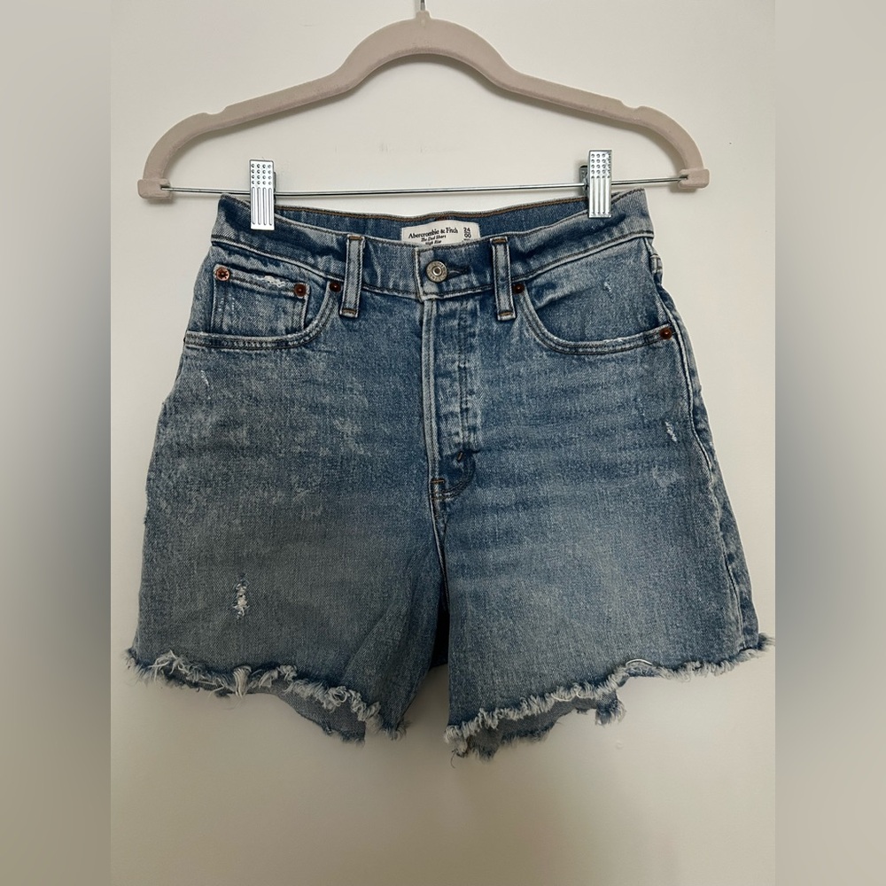 Abercrombie & Fitch Distressed Blue Denim Shorts